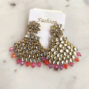 Crystal Bead Kundan Earrings