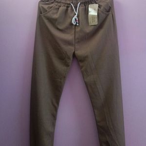 Khaki Textured Joggers with Drawstring Waist