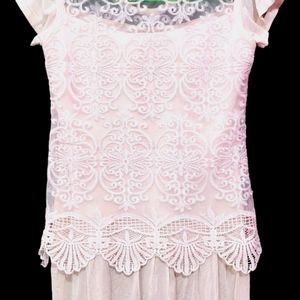 Pretty Lace Top - Peach, Size - S