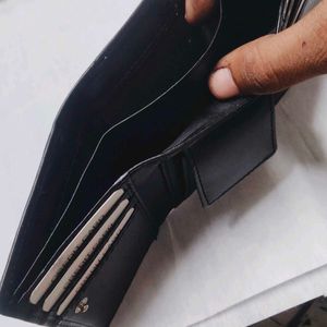 Mens Trendy Black 3fold Genuine Leather Wallet