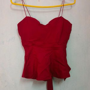 Super hot maroon noodles strap padded top