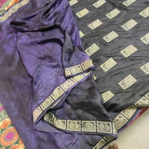 Black And Purple Crepe Silk Saree