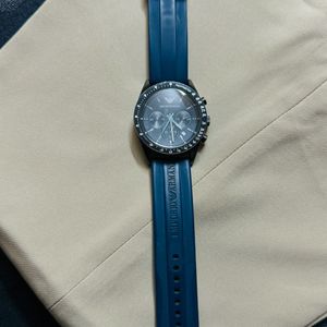 Men’s Emporio Armani Black Dial Blue Belt Watch