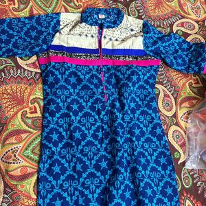 Blue Kurta With COLLAR