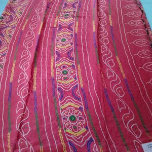 'Pink' Chundari Saree With Blouse