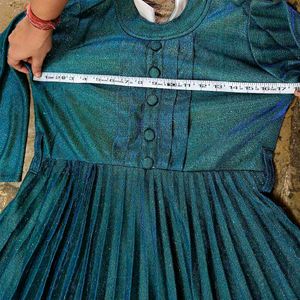 Teal Shimmery Western Round Kurti