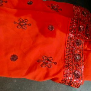 Orange Sequence Saree