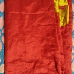 Red Saree With Golden Border