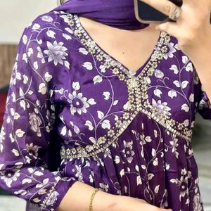 Anarkali Purple Dress Ramzan Special Offer