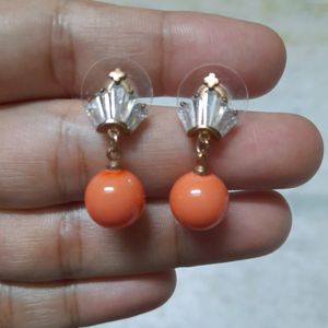 Stylish Crown Earrings in Orange