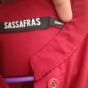 Sassafras Maroon Shrug Dress