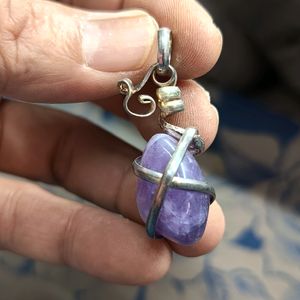 Set Of 2 Amethyst And Akik Pandent