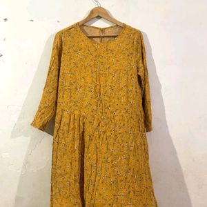 Yellow Flower Printed Frock