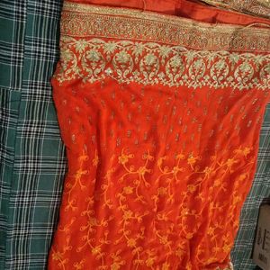 Orange Colour Saree With Blouse