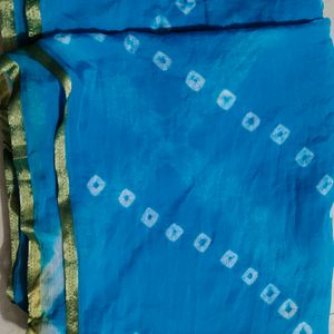 Bandhani Blue Saree