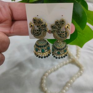 BEAUTIFUL GREEN POLKI JHUMKIS