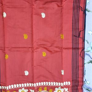 Black And Red cotton handloom saree