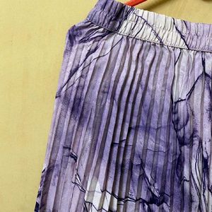 Pleated Purple Abstract Skirt