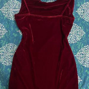 Maroon Velvet Bodycon Mini Dress