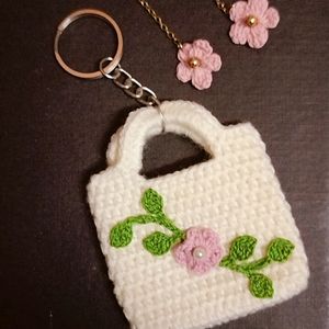 Cute Long Crochet Earrings With Keychain