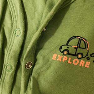 Juniors Baby Pink + Green Explorer Onesie