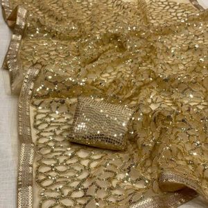 Party Wear Golden Saree