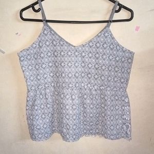 Grey Colour With White Embroidery Work Crop Top