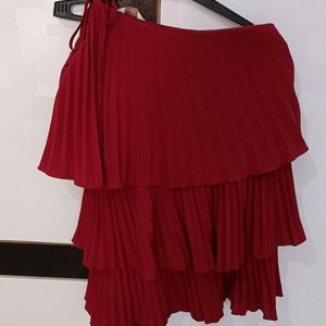 One Shoulder Maroon Dress