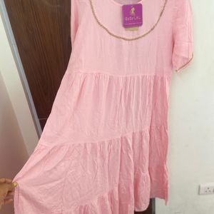 Baby pink Tiered Dress