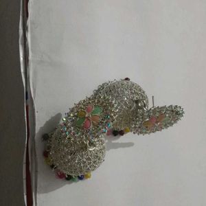 Silver White With Colourful Buds Jhumkas For Women