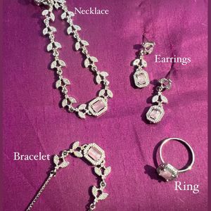 American Diamonds Baby Pink Stones Jewellery Set