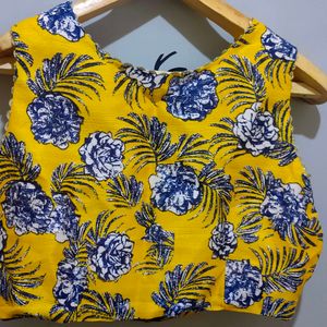 yellow ethnic crop top.. with back zip