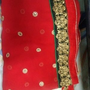 Beautiful Red And White Saree