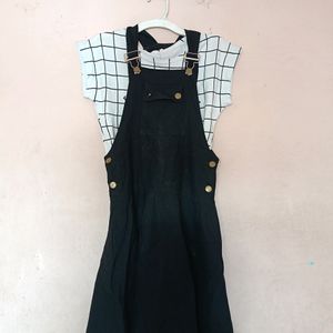 Black Dungaree Dress For Girls 👗