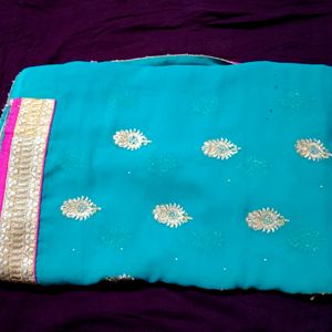 Sea Green Hewy Work Saree🤩