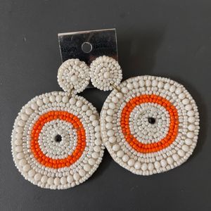 WHITE & ORANGE BOHO EARRINGS