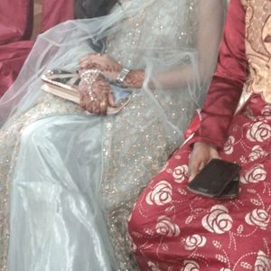 Silver Gown With Coat And Dupatta