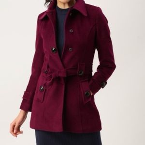 Burgundy Trench Coat By Dressberry