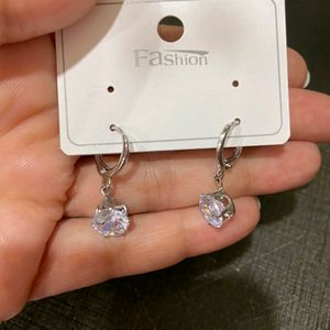 Minimal Drop Earrings Cubic Zirconia/American Diam