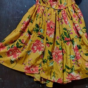 Yellow Printed Beautiful  Frock Top  . No Used