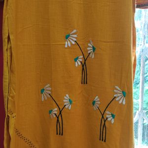 Yellow Cotton Kurta In Size L