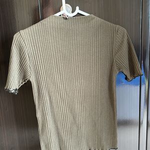 Zara Green Ribbed Top