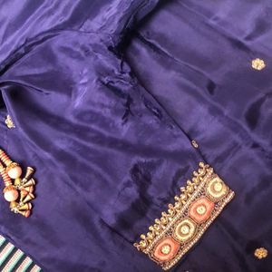 Heavy Work Blue Peach Shirt Salwar