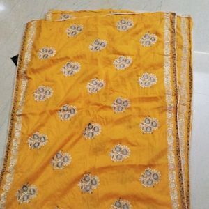 Rich Yellow Heavy Work Dupatta With border