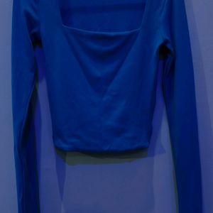 Square Neck Blue Top