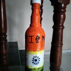 Painted Bottle With Tri Coloured Flag Theme