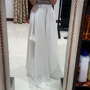 White Georgette  Umbrella Long Skirt