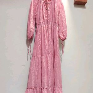 Altered Chikankari Embroidery Pink Georgette Dress