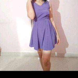 Purple Draped flared Mini Dress