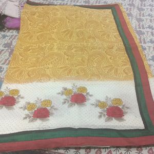 kota supernet Saree With Rose Embroidery